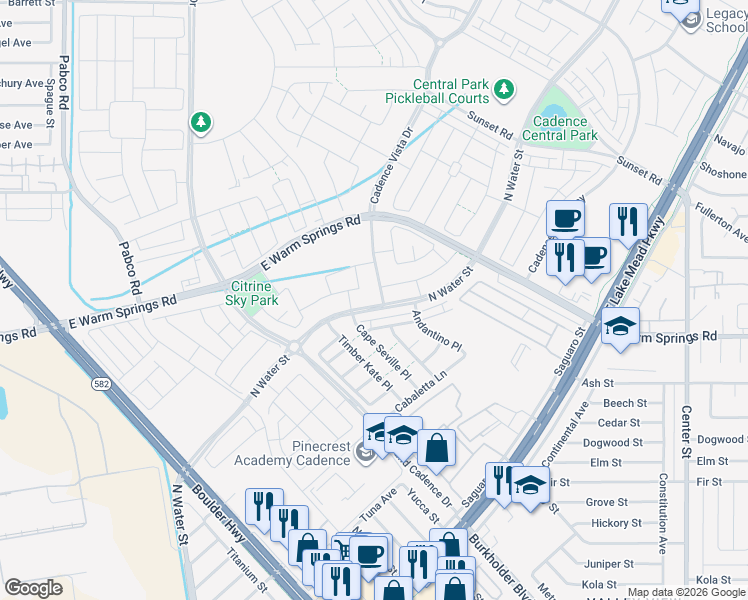 map of restaurants, bars, coffee shops, grocery stores, and more near 741 North Water Street in Henderson