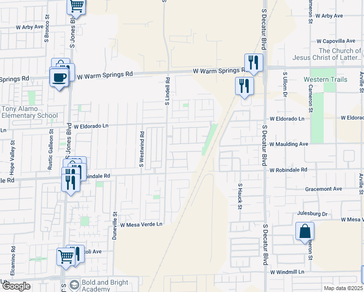 map of restaurants, bars, coffee shops, grocery stores, and more near 5419 Railroad River Avenue in Las Vegas