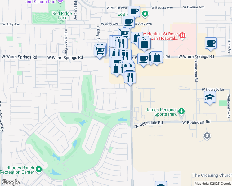 map of restaurants, bars, coffee shops, grocery stores, and more near 103 Sunset Bay Street in Las Vegas