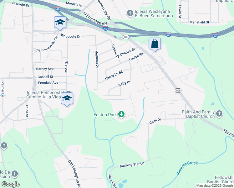 map of restaurants, bars, coffee shops, grocery stores, and more near 1019 William Drive in Winston-Salem