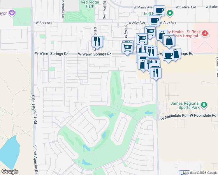 map of restaurants, bars, coffee shops, grocery stores, and more near 82 Cascade Lake Street in Las Vegas