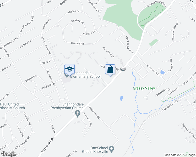 map of restaurants, bars, coffee shops, grocery stores, and more near 5238 Fountainhead Lane in Knoxville