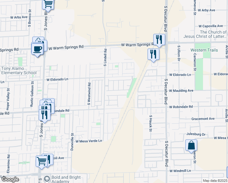 map of restaurants, bars, coffee shops, grocery stores, and more near 5419 Railroad River Avenue in Las Vegas