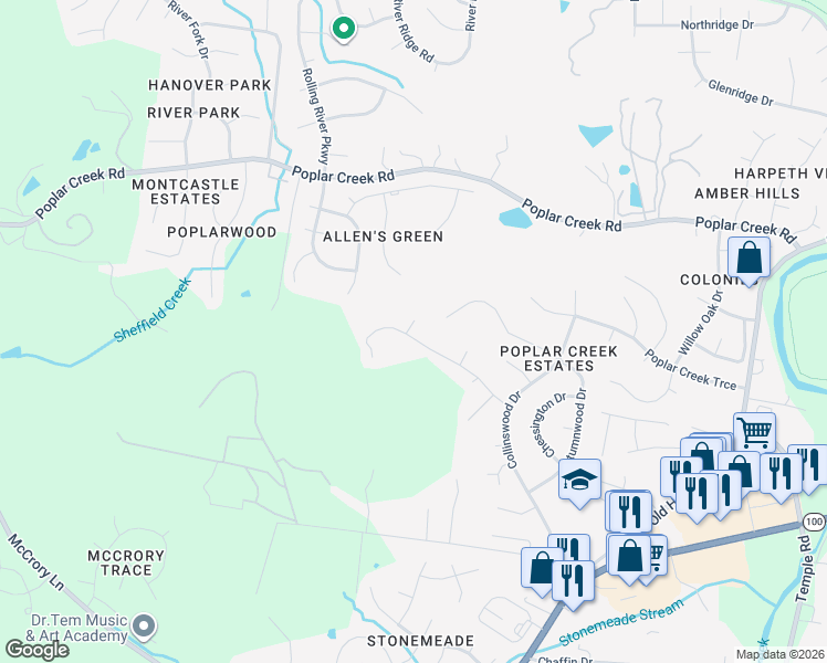 map of restaurants, bars, coffee shops, grocery stores, and more near 7168 Forrest Oaks Drive in Nashville