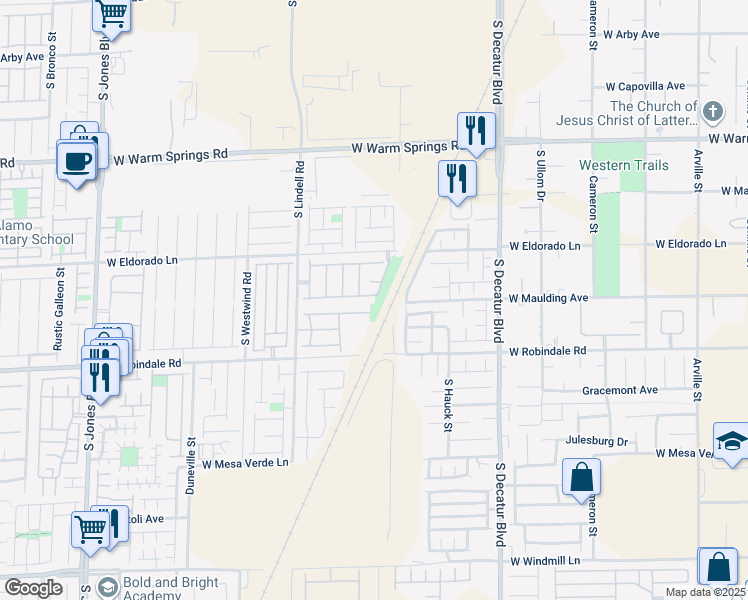map of restaurants, bars, coffee shops, grocery stores, and more near 5275 Railroad River Avenue in Las Vegas