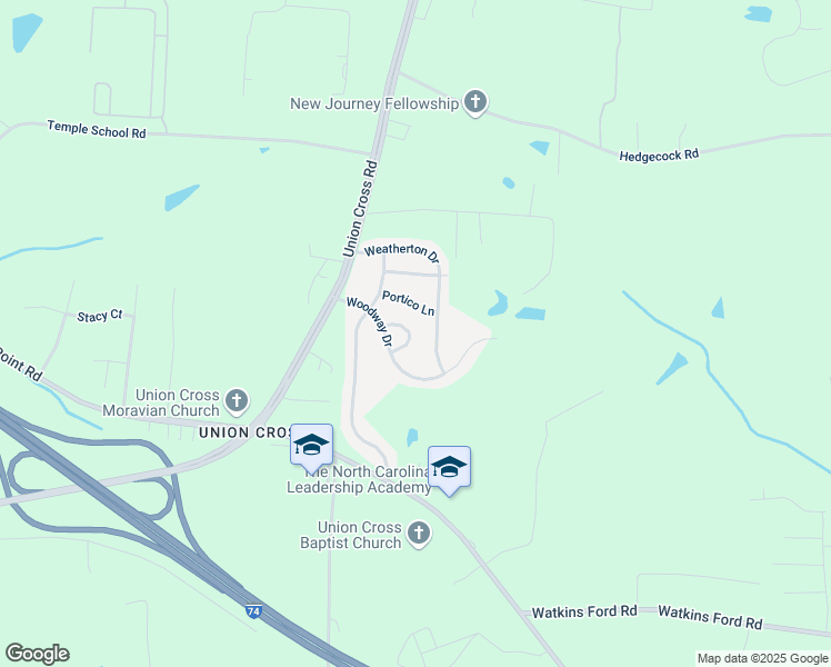 map of restaurants, bars, coffee shops, grocery stores, and more near 4455 Parkcrest Circle in Kernersville