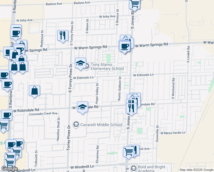 map of restaurants, bars, coffee shops, grocery stores, and more near 7591 Mermaid Song Court in Las Vegas