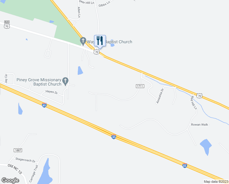 map of restaurants, bars, coffee shops, grocery stores, and more near 3232 Seven Springs Road in Hillsborough