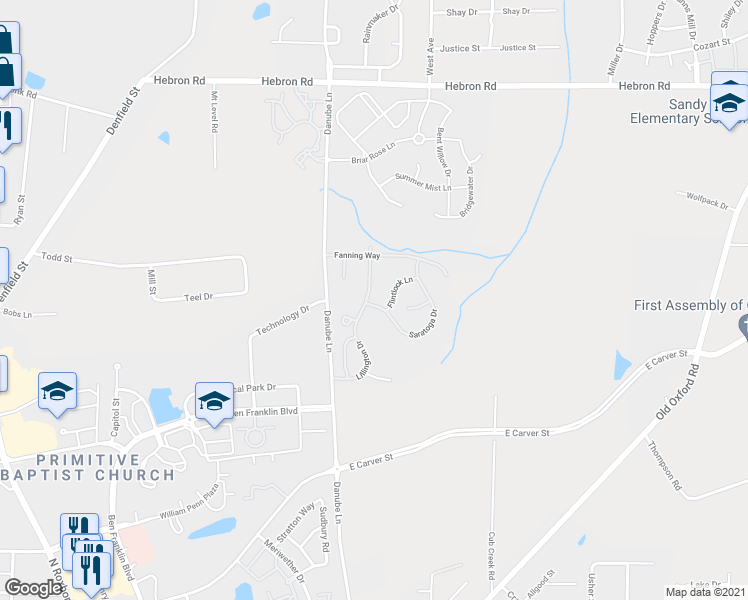 map of restaurants, bars, coffee shops, grocery stores, and more near 703 Saratoga Drive in Durham