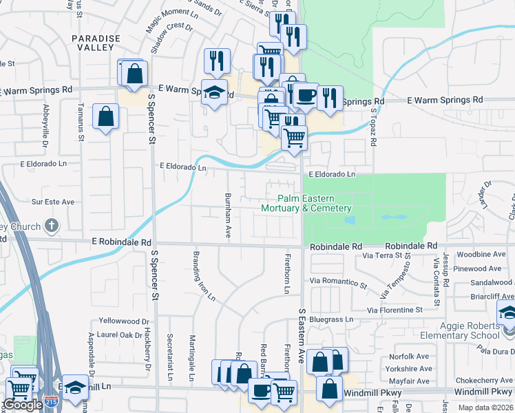 map of restaurants, bars, coffee shops, grocery stores, and more near 2245 Heavenly Lights Avenue in Las Vegas