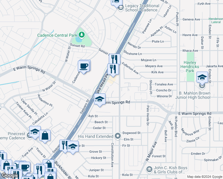 map of restaurants, bars, coffee shops, grocery stores, and more near 1063 Admiral Emblem Street in Henderson