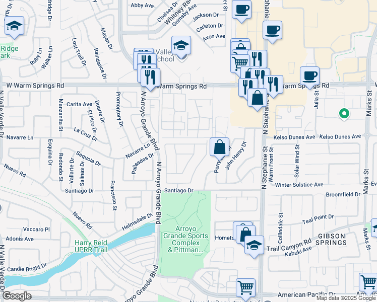 map of restaurants, bars, coffee shops, grocery stores, and more near 1575 Comfort Hills Street in Henderson