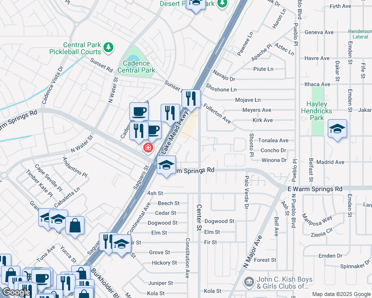 map of restaurants, bars, coffee shops, grocery stores, and more near 1063 Admiral Emblem Street in Henderson