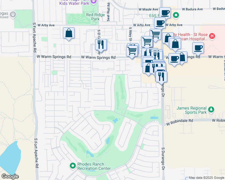 map of restaurants, bars, coffee shops, grocery stores, and more near 84 Tamarron Cliffs Street in Las Vegas
