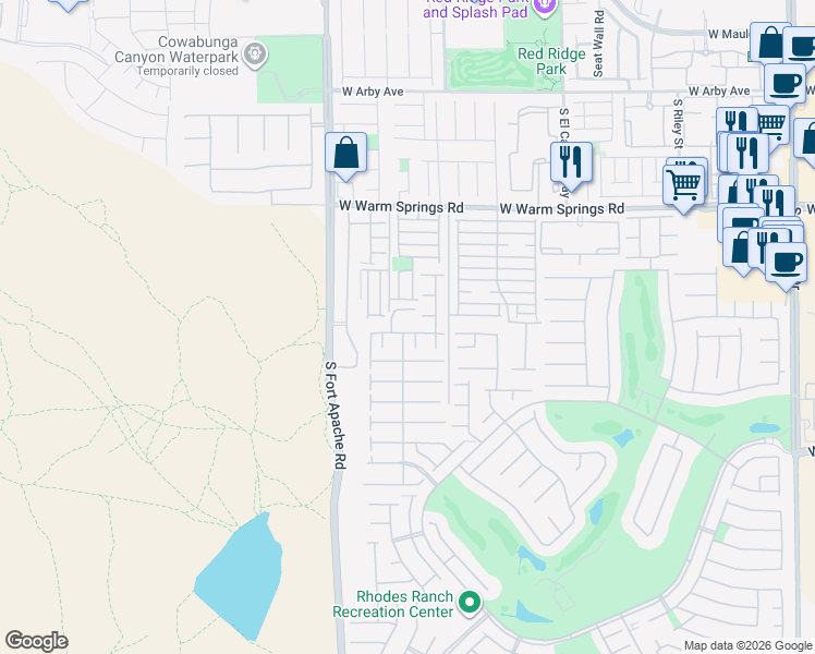 map of restaurants, bars, coffee shops, grocery stores, and more near 123 Corey Creek Court in Las Vegas