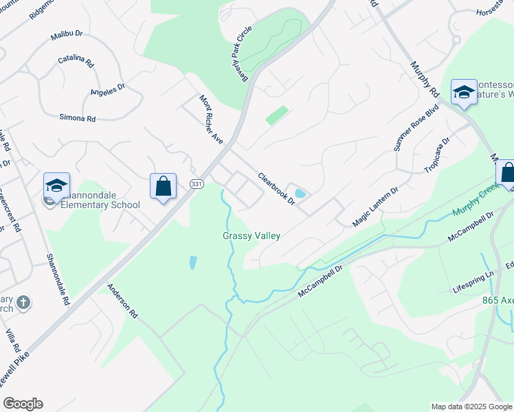 map of restaurants, bars, coffee shops, grocery stores, and more near 4714 King George Way in Knoxville