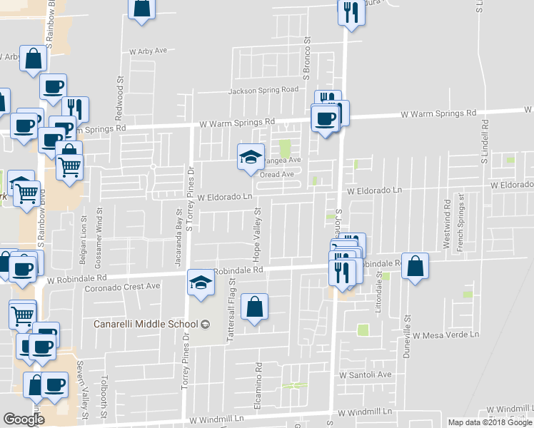map of restaurants, bars, coffee shops, grocery stores, and more near 7557 Slipstream Court in Las Vegas