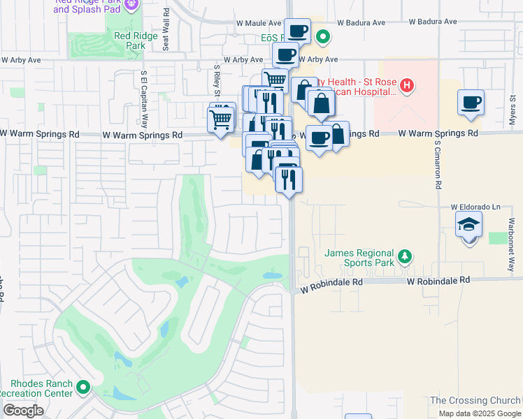 map of restaurants, bars, coffee shops, grocery stores, and more near 343 Fox Lake Avenue in Las Vegas
