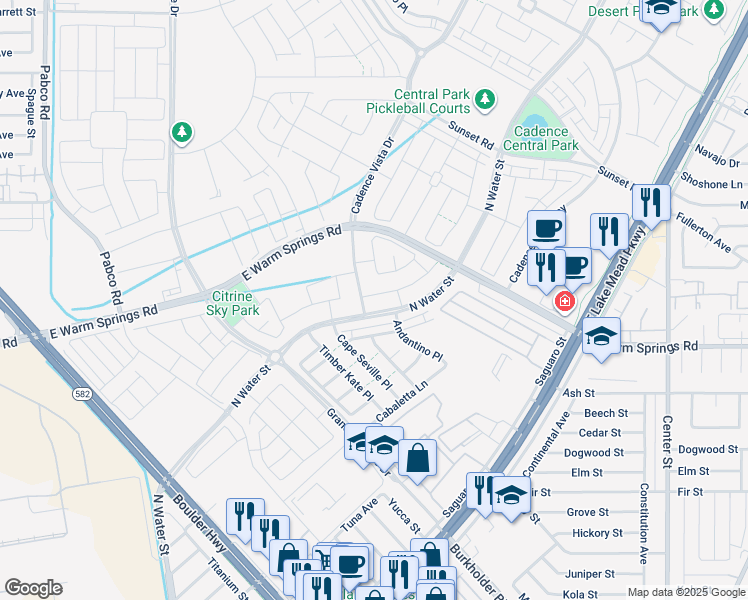 map of restaurants, bars, coffee shops, grocery stores, and more near 105 Campbelltown Avenue in Henderson