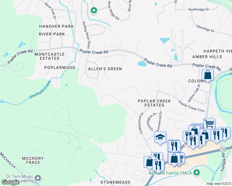 map of restaurants, bars, coffee shops, grocery stores, and more near 1509 Forrest Oaks Place in Nashville