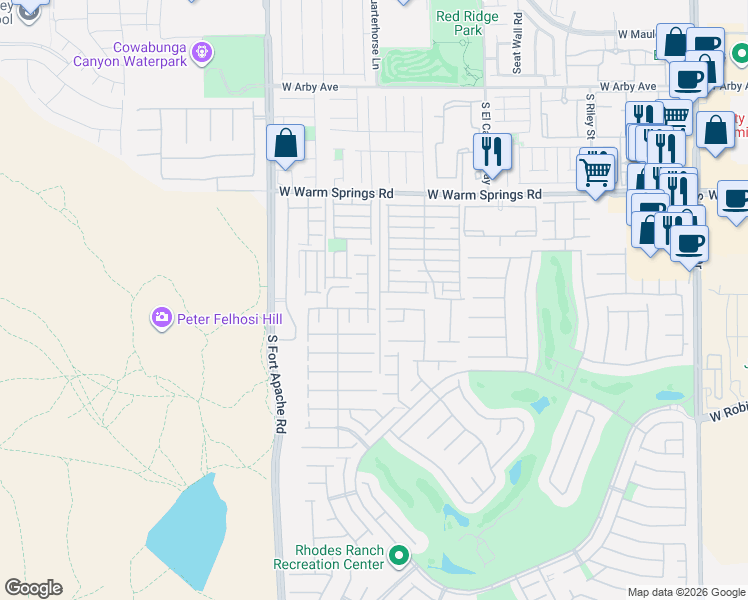 map of restaurants, bars, coffee shops, grocery stores, and more near 168 Macoby Run Street in Las Vegas