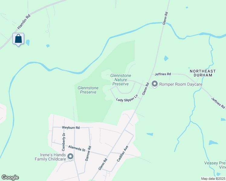 map of restaurants, bars, coffee shops, grocery stores, and more near 3403 Glennstone Drive in Durham