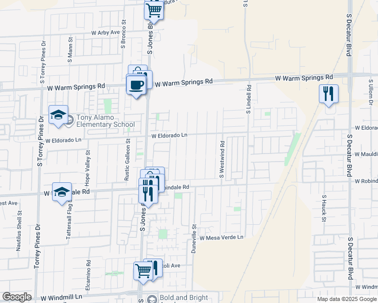map of restaurants, bars, coffee shops, grocery stores, and more near 7576 Jacaranda Leaf Street in Las Vegas