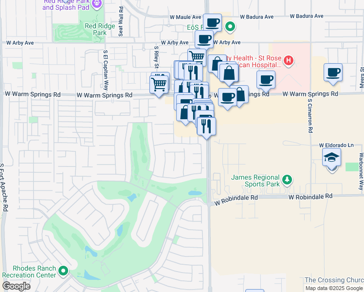 map of restaurants, bars, coffee shops, grocery stores, and more near 319 Fox Lake Avenue in Las Vegas