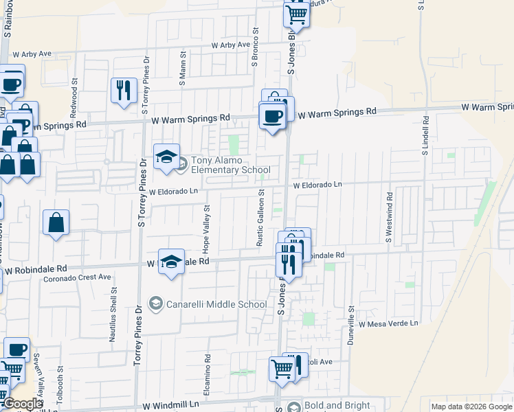 map of restaurants, bars, coffee shops, grocery stores, and more near 6172 Tawny Griffin Avenue in Las Vegas