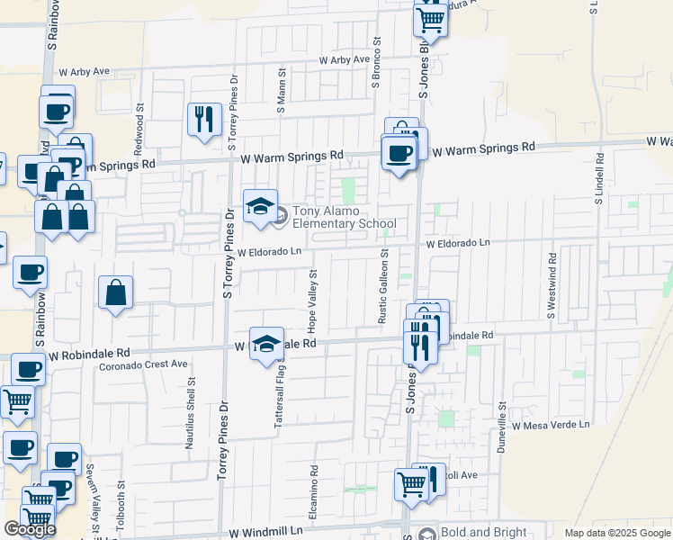 map of restaurants, bars, coffee shops, grocery stores, and more near 7550 Slipstream Court in Las Vegas