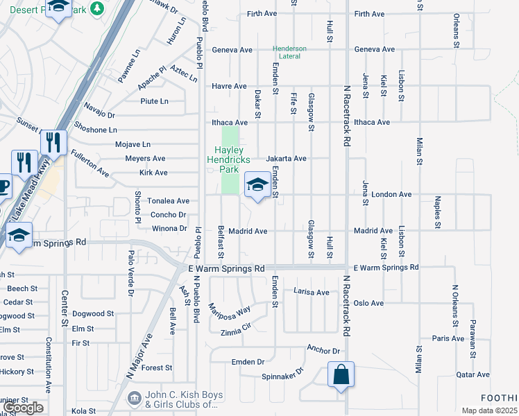 map of restaurants, bars, coffee shops, grocery stores, and more near 307 Cannes Street in Henderson