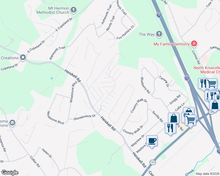 map of restaurants, bars, coffee shops, grocery stores, and more near 8042 Intervale Way in Powell