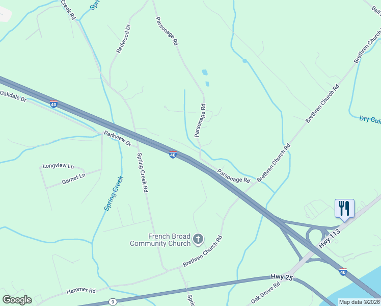 map of restaurants, bars, coffee shops, grocery stores, and more near 947 Parsonage Road in Baneberry