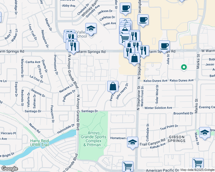 map of restaurants, bars, coffee shops, grocery stores, and more near 1558 Pimlico Hills Street in Henderson