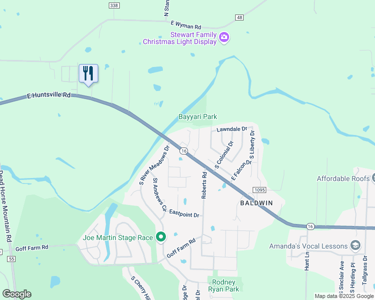 map of restaurants, bars, coffee shops, grocery stores, and more near 4080 East Huntsville Road in Fayetteville