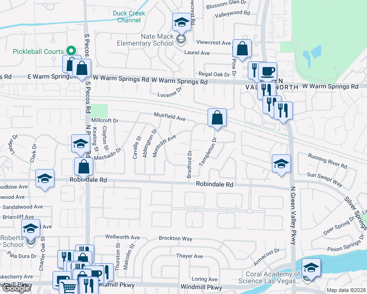 map of restaurants, bars, coffee shops, grocery stores, and more near 2348 Potters in Henderson