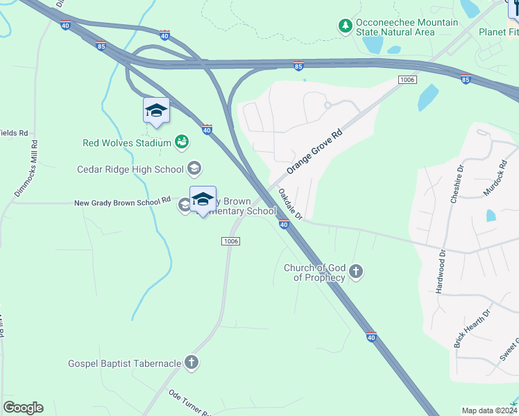 map of restaurants, bars, coffee shops, grocery stores, and more near 2326 Orange Grove Road in Hillsborough
