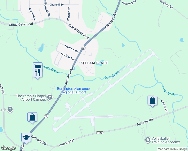 map of restaurants, bars, coffee shops, grocery stores, and more near 2188 Hoskins Road in Burlington