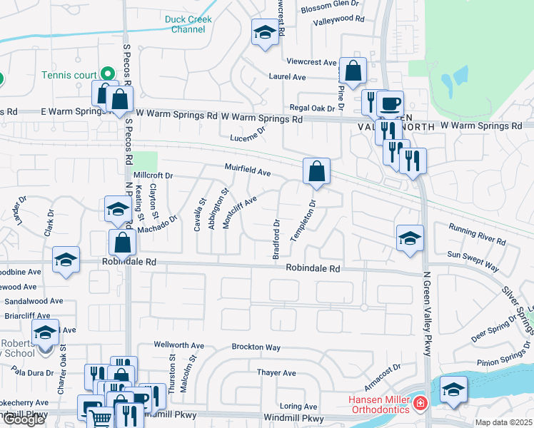map of restaurants, bars, coffee shops, grocery stores, and more near 2347 Potters in Henderson