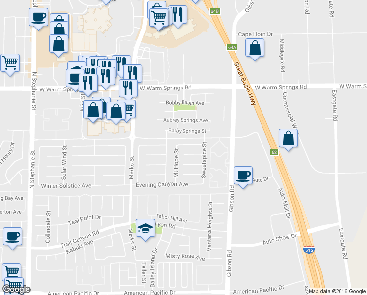 map of restaurants, bars, coffee shops, grocery stores, and more near 1155 Point Success Avenue in Henderson