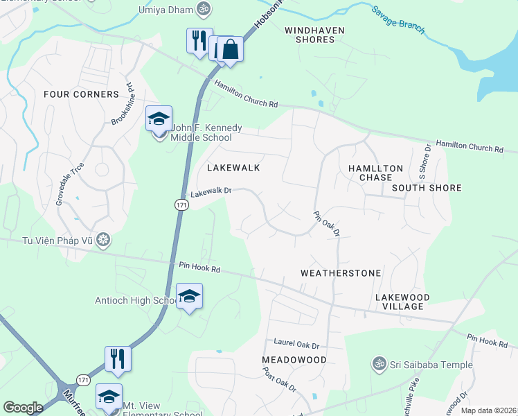 map of restaurants, bars, coffee shops, grocery stores, and more near 1082 Lakewalk Drive in Nashville
