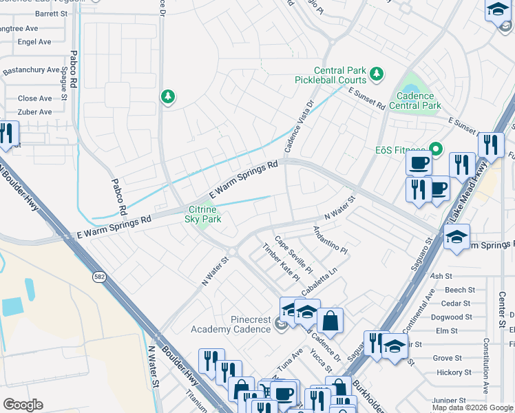 map of restaurants, bars, coffee shops, grocery stores, and more near 74 Summer Rhapsody Avenue in Henderson