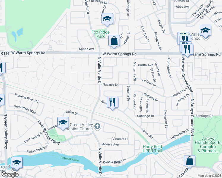 map of restaurants, bars, coffee shops, grocery stores, and more near 1815 Navarre Lane in Henderson