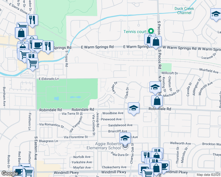 map of restaurants, bars, coffee shops, grocery stores, and more near 349 Lander Drive in Henderson