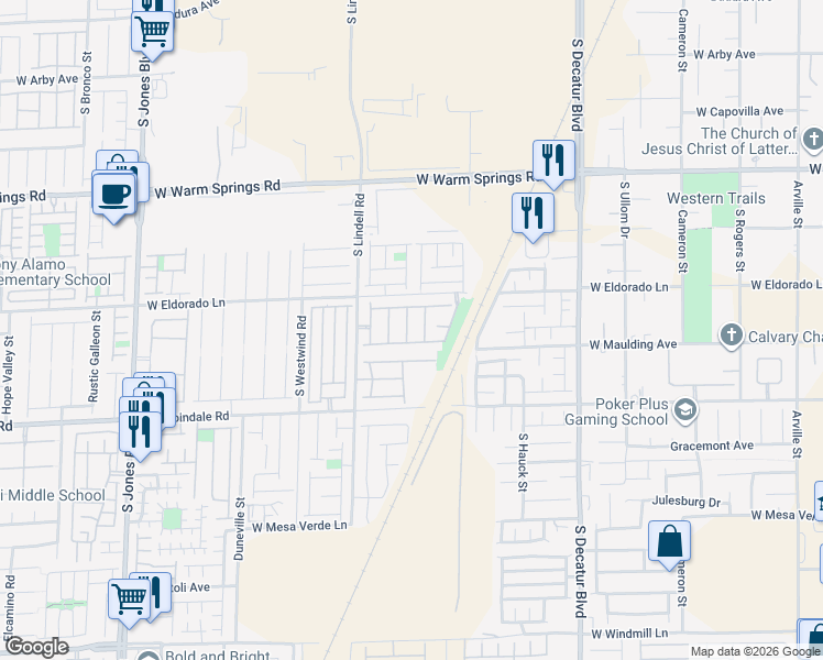 map of restaurants, bars, coffee shops, grocery stores, and more near 7544 Garden Galley Street in Las Vegas