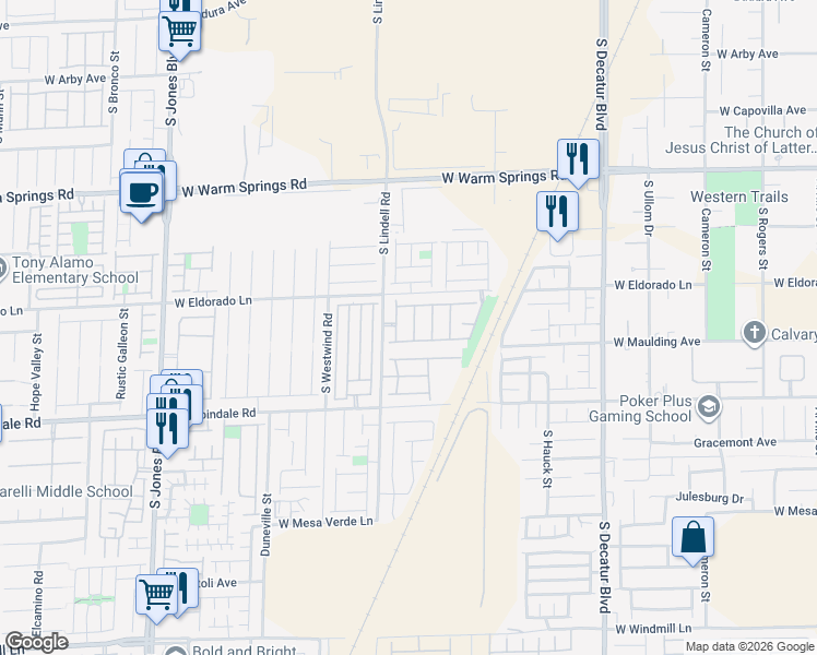 map of restaurants, bars, coffee shops, grocery stores, and more near 7544 Garden Galley Street in Las Vegas