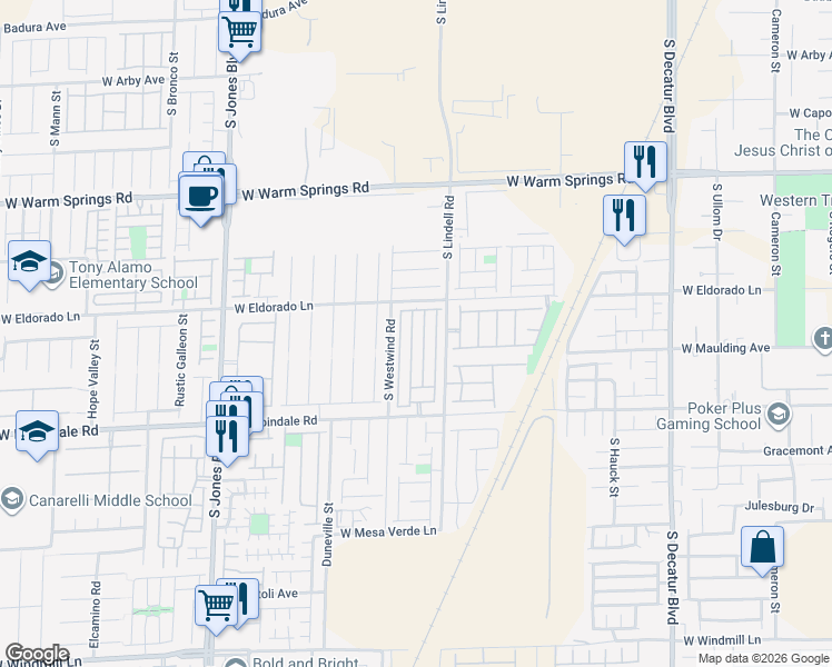 map of restaurants, bars, coffee shops, grocery stores, and more near 7539 French Springs Street in Las Vegas