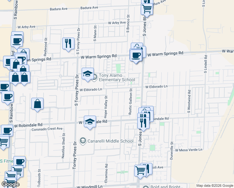 map of restaurants, bars, coffee shops, grocery stores, and more near 6260 Tawny Griffin Avenue in Las Vegas