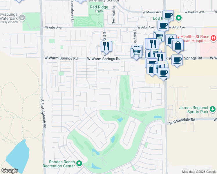 map of restaurants, bars, coffee shops, grocery stores, and more near 168 Tamarron Cliffs Street in Las Vegas