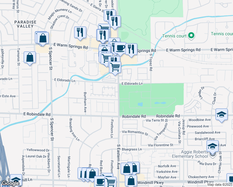 map of restaurants, bars, coffee shops, grocery stores, and more near 7566 Luna Del Rey Street in Las Vegas